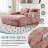 Chenille Interior Lazy Sofa Chaise Lounge Armchair With Pillows And Armrests - Pink - Image 7