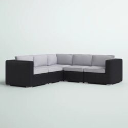 Luxurious Wicker Patio Sectional With Weather Resistant Sunbrella Cushions - Black