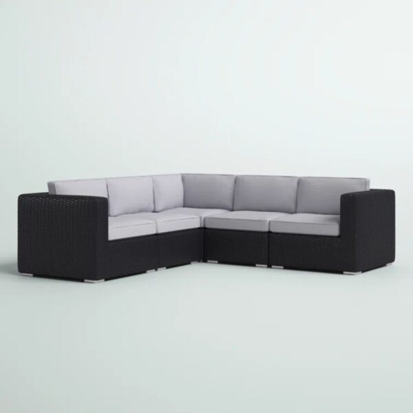 Luxurious Wicker Patio Sectional With Weather Resistant Sunbrella Cushions - Black