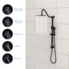 Shower System With 5 Function Rain Hand Shower And Slide Bar Combo - Matte Black - Image 7