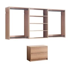 Devi - Wall Mounted Wood Closet System, Modular Units And Warm - Oak