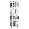 4 Tier All Steel Rotating Bookshelf With 360° Wheels, Large Size Sturdy & Spacious Book Rack, New Style Bookshelf - White - Image 12