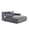 Chenille Interior Lazy Sofa Chaise Longue Armchair With 3 Pillows And Armrests - Gray - Image 17
