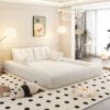 Human Dog Bed, Lazy Sofa Couch, Multifunctional Foldable Sofa Bed, 3 In 1 Teddy Fabric Sleeper Sofa Bed For Living Room Guest Bed, Playroom - Beige - Image 8