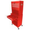 6 Drawer Lockable Tool Cabinet On Wheels Steel Rolling Tool Chest With Detachable Toolbox, 2 In 1 Garage Workshop Storage Organizer With 4 Universal Casters - Red - Image 13