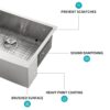 33" Farmhouse Sink Stainless Steel 16 Gauge Apron Front Kitchen Sink - Brushed Nickel - Image 7