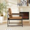 Retro Leisure Accent Chair With Extra Soft Padding - Camel - Image 5