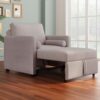 3 In 1 Convertible Sleeper Chair With Adjustable Backrest, Lounger Chair Turns Into Bed, Single Bed For Living Room, Linen - Tan - Image 12