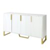 Modern Sideboard With Four Doors, Metal Handles & Legs And Adjustable Shelves Kitchen Cabinet - White - Image 9