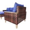 7 Pieces Patio, Wicker Dining Set With Removable Cushions Cotton And Rattan - Blue - Image 12