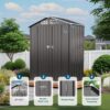 5 X 3 Ft Compact Metal Outdoor Storage Shed With Pitched Roof, Lockable Door - Gray - Image 4
