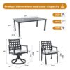 7 Pieces Modern Classic Outdoor Patio Dining Set With Rectangular Table, 6 Chairs, Cast, Sunbrella Cushions - Ember Black - Image 3