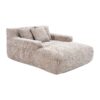 Chenille Interior Lazy Sofa Chaise Longue Armchair With Pillows And Armrests - Khaki - Image 15