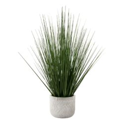 21" Tall, Artificial Plant, Grass, Indoor, Faux, Fake, Table, Greenery, Potted, Real Touch, Decorative - Green / White