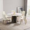 53.15" Modern Artificial Stone Round Panel Metal Iron Base Dining Table, Can Accommodate 6 People, (Not Including Chairs) - White / Black - Image 11