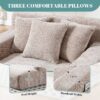 Chenille Interior Lazy Sofa Chaise Longue Armchair With Pillows And Armrests - Khaki - Image 8