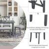 6 Piece Family Dining Room Set Solid Wood Space Saving Foldable Table And 4 Chairs With Bench - Gray - Image 4