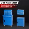 Tool Chest, 5 Drawer Rolling Tool Storage Cabinet With Detachable Top Tool Box, Liner, Universal Lockable Wheels - Blue - Image 3