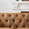 Chesterfield 3 And 2 Seater Sofa Set, High Tech Fabric Upholstered Couch For Living Room And Office - Brown - Image 12