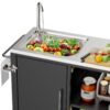 Outdoor Grill Cart With 304 Stainless Steel Sink And Cabinet - Black / Silver - Image 6
