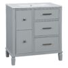 Bathroom Vanity With Ceramic Sink, Flip Out Drawer Design For Plumbing, Soft Close Drawers Painted Cabinet With Solid Wood Legs - Gray - Image 12