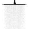 12" Square Rainfall Shower Head With Wall / Ceiling Mount, 304 Stainless Steel - Matte Black - Image 2