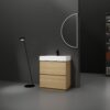 Modern Bathroom Vanity With Single Sink And Double Drawer, Freestanding Engineered Wood Cabinet - Oak - Image 5