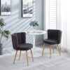 Modern Dining Chair (Set of 2) With Iron Tube Wood Color Legs, Shorthair Cushions And Comfortable Backrest, Suitable For Dining Room, Living Room, Cafe, Simple Structure - Gray - Image 8