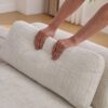 Modern Upholstered End Of Bed Bench With Armrests, Chenille Chaise Lounge Couch With Bolster Pillows, Rubberwood Legs - Beige - Image 11