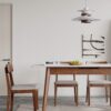 Round Corner Diagonal Leg Telescopic Table For 6 - 8 People To Meet Dining Table - White / Walnut - Image 8
