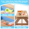3-In-1 Kids Outdoor Wooden Picnic Table With Umbrella, Convertible Sand & Water, ASTM & CPSIA Certification - Natural Wood - Image 3