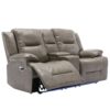 2 Seater Home Theater Recliner Manual Recliner Chair With A Led Light Strip Two Cup Holders And A Storage Box For Living Room - Gray - Image 10