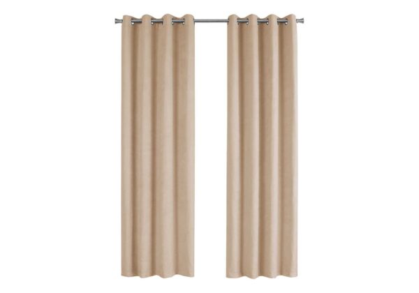 2 Pieces Set, Curtain Panel, Room Darkening, Grommet, Micro Suede, Versatile Use - Brown
