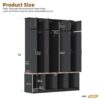Farmhouse Hall Tree With 4 Hidden Hanging Hooks, Versatile Seating Bench With 8 Doors, Entryway Shoe Cabinet With Open Compartments For Living Room - Black - Image 3