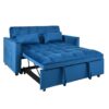 3 In 1 Convertible Sofa Bed With Reclining Backrest And Pillows - Blue - Image 9