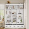 Hall Tree With Bench And 5 Storage Cubbies, Modern Entryway Storage Organizer Cabinet With 4 Doors, 5 Drawers And Adjustable Shelves For Hallway, Entryway, Living Room - White - Image 5