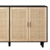 Elegant 4 Door Rattan Decorative Storage Cabinet, Functional And Stylish, 62.20" - Black - Image 8