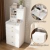 3 In 1 Dressing Table With LED Mirror & Storage Stool, Compact Makeup Vanity - White - Image 15