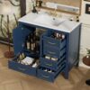 Elegant Vintage 36" Bathroom Vanity With Sink, Soft Closing Door, 4 Drawers Of Different Sizes Frame And Leg - Blue - Image 2