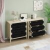 3 Drawer Buffet Sideboard With Adjustable Shelves, Storage Cabinet With Natural Seaweed Decor Doors For Living Room Kitchen Entryway - Natural - Image 10