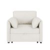 Convertible Pull Out Sofa Bed, 3 In 1 Convertible Sleeper Chair Adjustable Backrest With Thicked Cushions, Multi Functional Linen Armchair For Living Room, Bedroom, Apartment, Office - White - Image 12