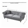 Chesterfield Velvet Upholstery Fabric Sofa With Roll Armrest & Nailhead, 3 And 2 Seater - Gray - Image 3