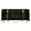 Modern Sideboard With Four Doors, Metal Handles & Legs And Adjustable Shelves Kitchen Cabinet - Black - Image 11