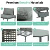 6 Piece Patio Sofa Furniture Set, Half Moon Outdoor Sectional Sofa With 2 High Low Coffee Tables, Wicker Rattan, Tempered Glass, 4 Pillows & Cushions, For Backyard, Garden, Poolside - Gray - Image 6