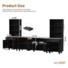Farmhouse TV Stand With Solid Wood Gourd Shaped Legs For TVs Up To 70", Entertainment Center With Bookshelves & Tempered Glass Doors, Media Console With Adjustable Shelves, Living Room - Black / Natural - Image 4