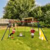 5 In 1 Swing Set With Textilene Swing And Tree Swing Disc Metal Plastic Safe Swing Seat For Outdoor Playground - Blue / Green - Image 4