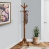 Free Standing Coat Rack 11 Hooks For Entryway - Oak - Image 3