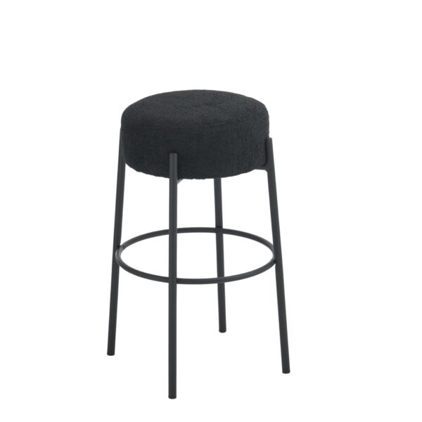 Round High Bar Stools (Set of 2), Contemporary Upholstered Dining Stools For Kitchens, Coffee Shops And Bar Stores - Black