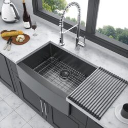 Farmhouse Sink 27" Stainless Steel Apron Front Kitchen Sink - Gunmetal Black
