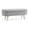 Ottoman Oval Storage Bench With Rubber Wood Legs Linen - Gray - Image 10